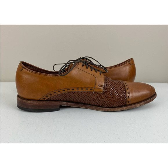 Men Allen Edmonds USA New Orleans leather woven cap toe dress shoes, 10 B - Picture 3 of 9